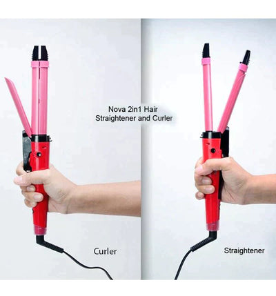 Nova 2 In 1 Hair Curler & Straightener